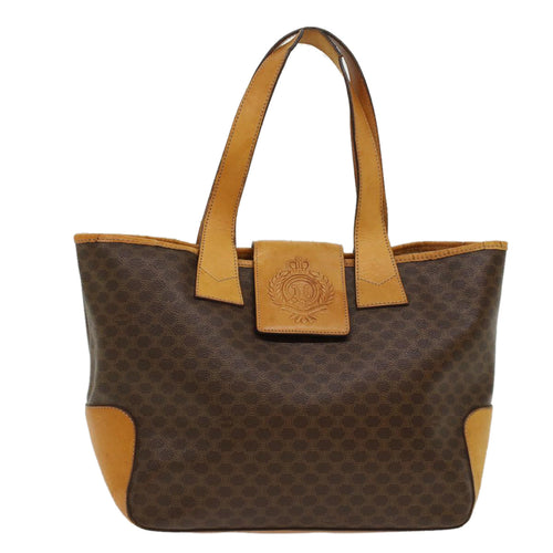CELINE Macadam Canvas Shoulder Bag PVC Leather Brown  7113