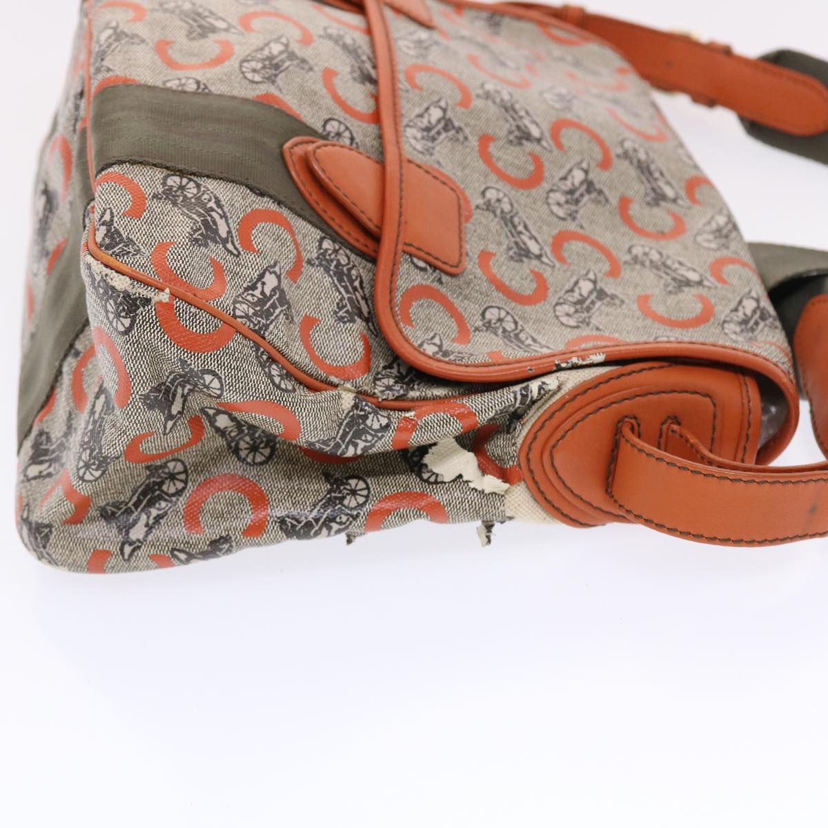 CELINE C Macadam Canvas Shoulder Bag Gray  7140