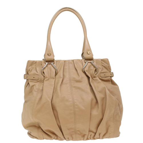 CELINE Shoulder Bag Leather Beige  7176