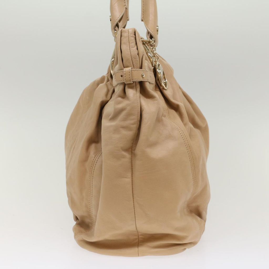CELINE Shoulder Bag Leather Beige  7176