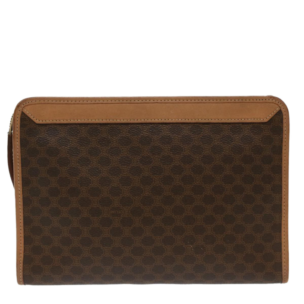 CELINE Macadam Canvas Clutch Bag PVC Leather Beige Brown  7212