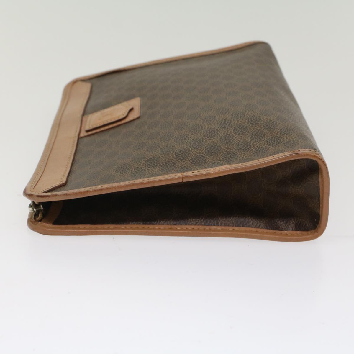 CELINE Macadam Canvas Clutch Bag PVC Leather Beige Brown  7212