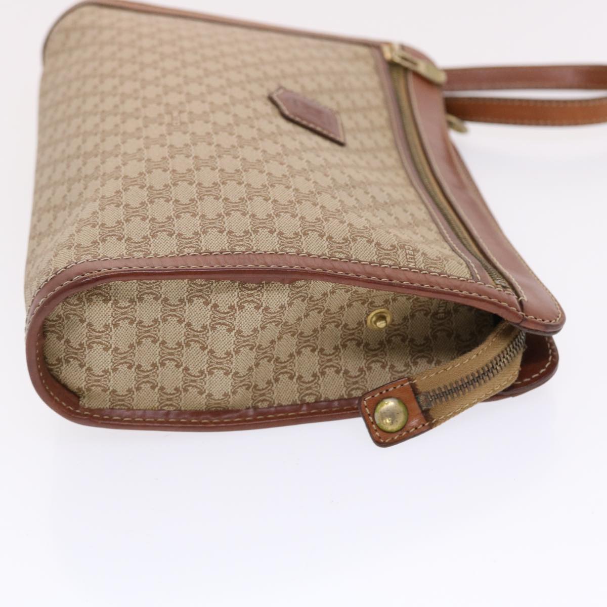 CELINE Macadam Canvas Clutch Bag PVC Leather Beige Brown  7213