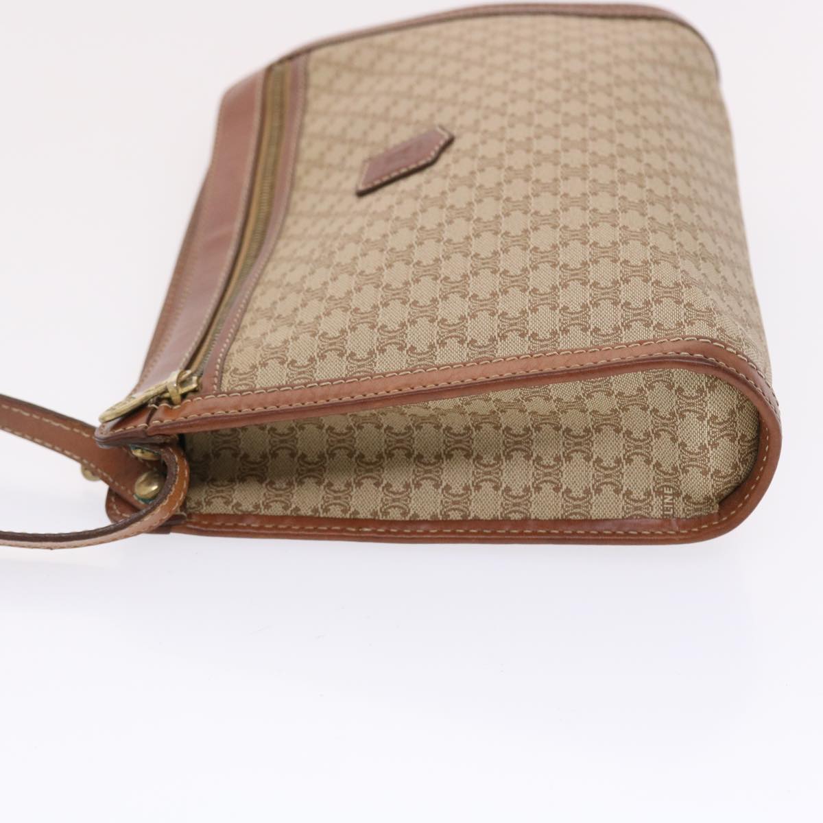 CELINE Macadam Canvas Clutch Bag PVC Leather Beige Brown  7213