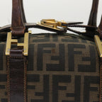 FENDI Zucca Canvas Hand Bag Black Brown  bs7220