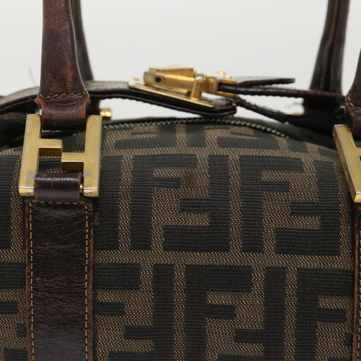 FENDI Zucca Canvas Hand Bag Black Brown  bs7220