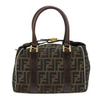 FENDI Zucca Canvas Hand Bag Black Brown  bs7220