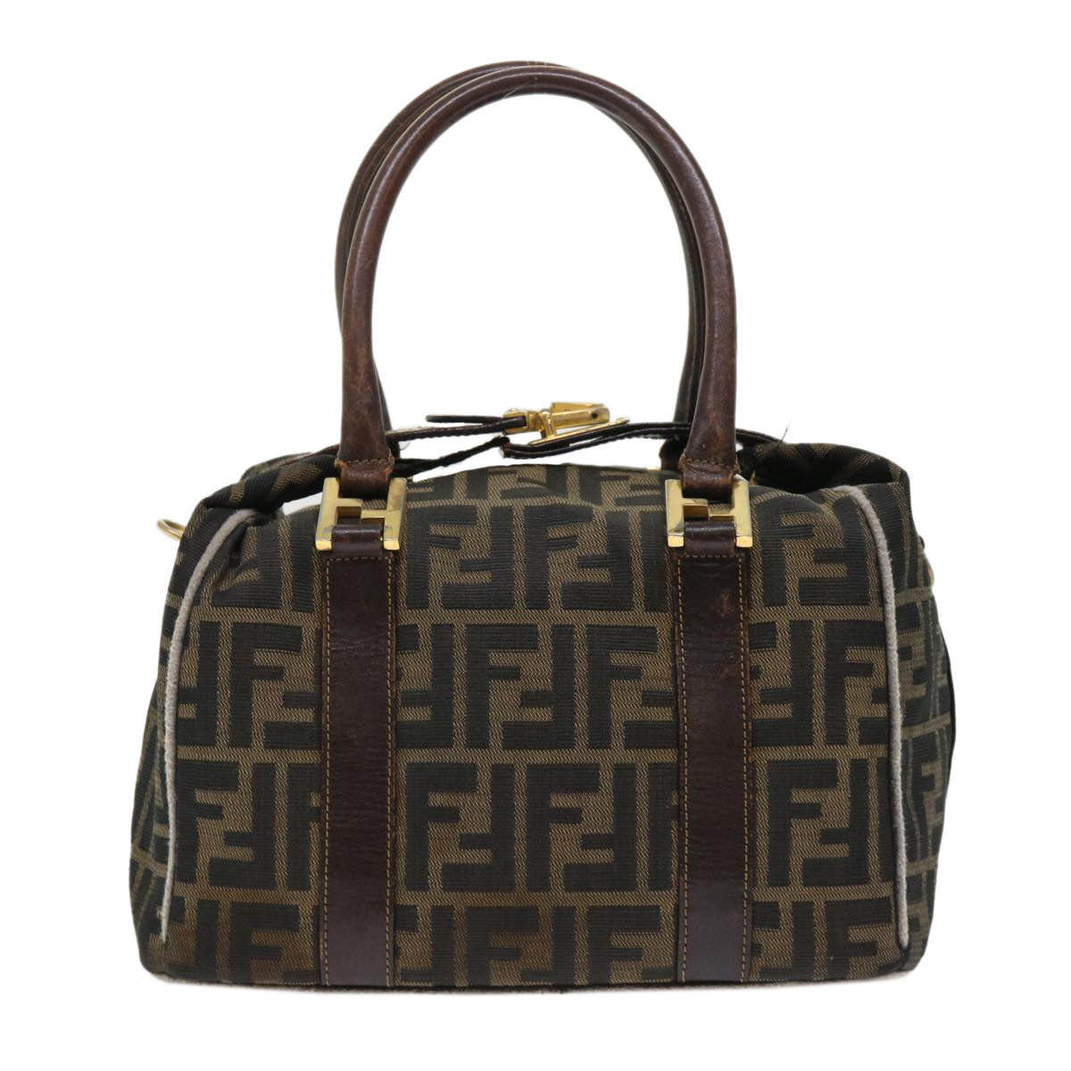 FENDI Zucca Canvas Hand Bag Black Brown  bs7220