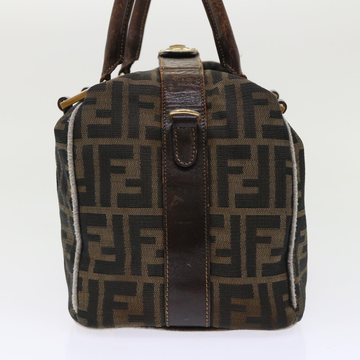 FENDI Zucca Canvas Hand Bag Black Brown  bs7220