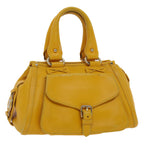 CELINE Hand Bag Leather Yellow  7391