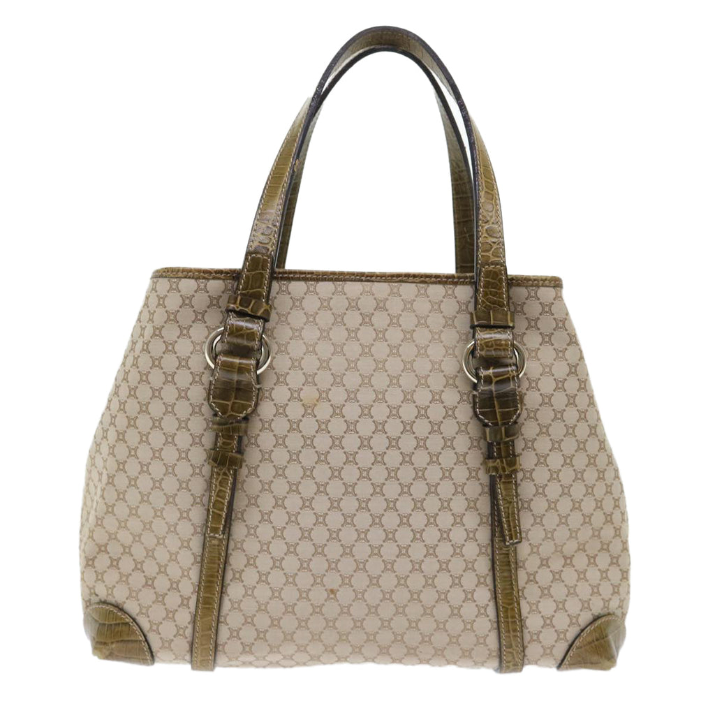 CELINE Macadam Canvas Shoulder Bag Beige Auth bs7394