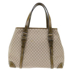 CELINE Macadam Canvas Shoulder Bag Beige Auth bs7394