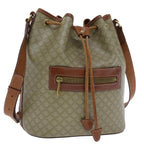 CELINE Macadam Canvas Shoulder Bag PVC Leather Beige Brown  7489