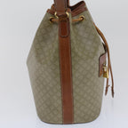 CELINE Macadam Canvas Shoulder Bag PVC Leather Beige Brown  7489
