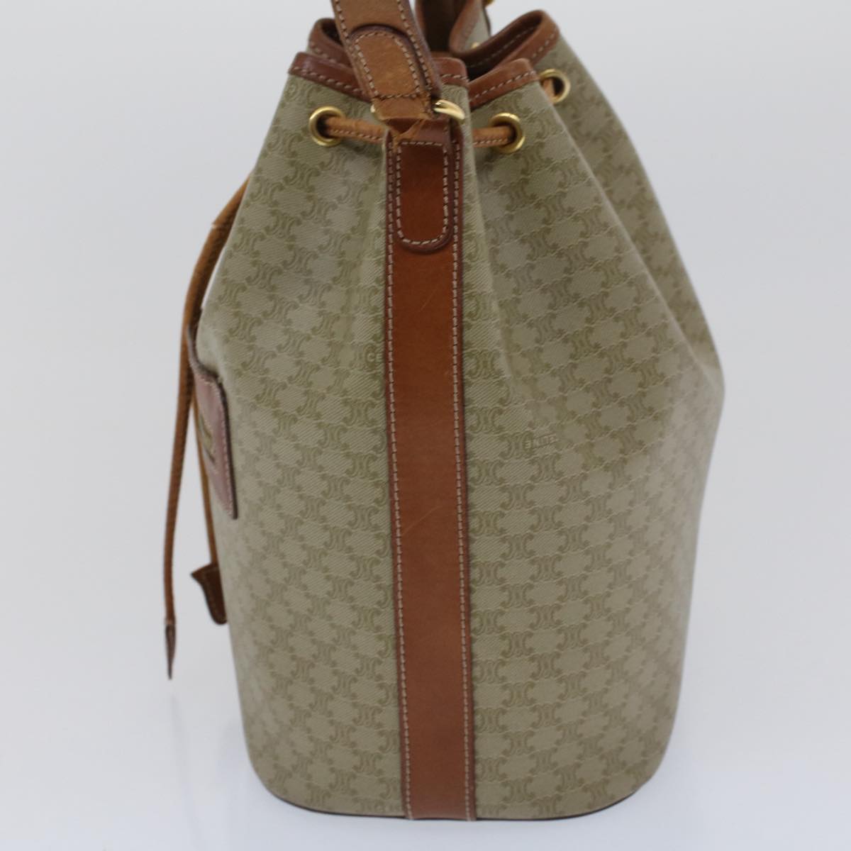 CELINE Macadam Canvas Shoulder Bag PVC Leather Beige Brown  7489
