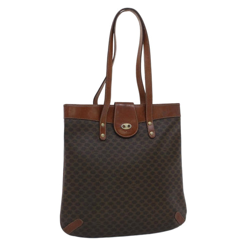 CELINE Macadam Canvas Shoulder Bag PVC Leather Brown  7491
