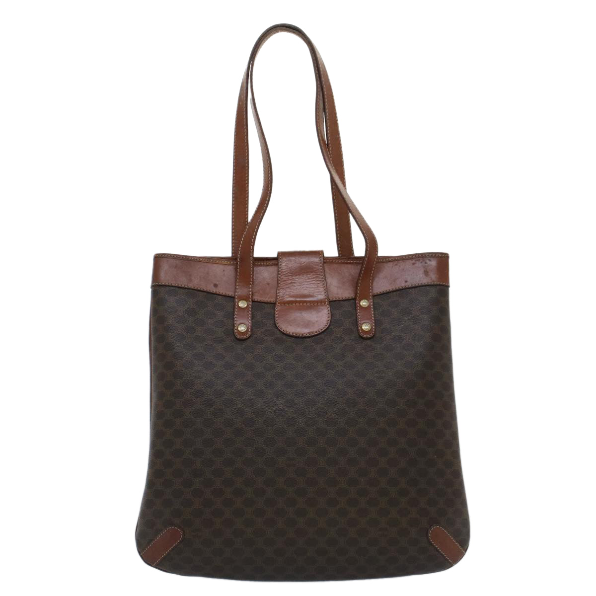 CELINE Macadam Canvas Shoulder Bag PVC Leather Brown  7491