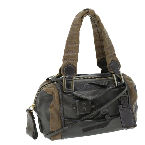 Chloe Shoulder Bag Leather 2way Gray Brown bs7495
