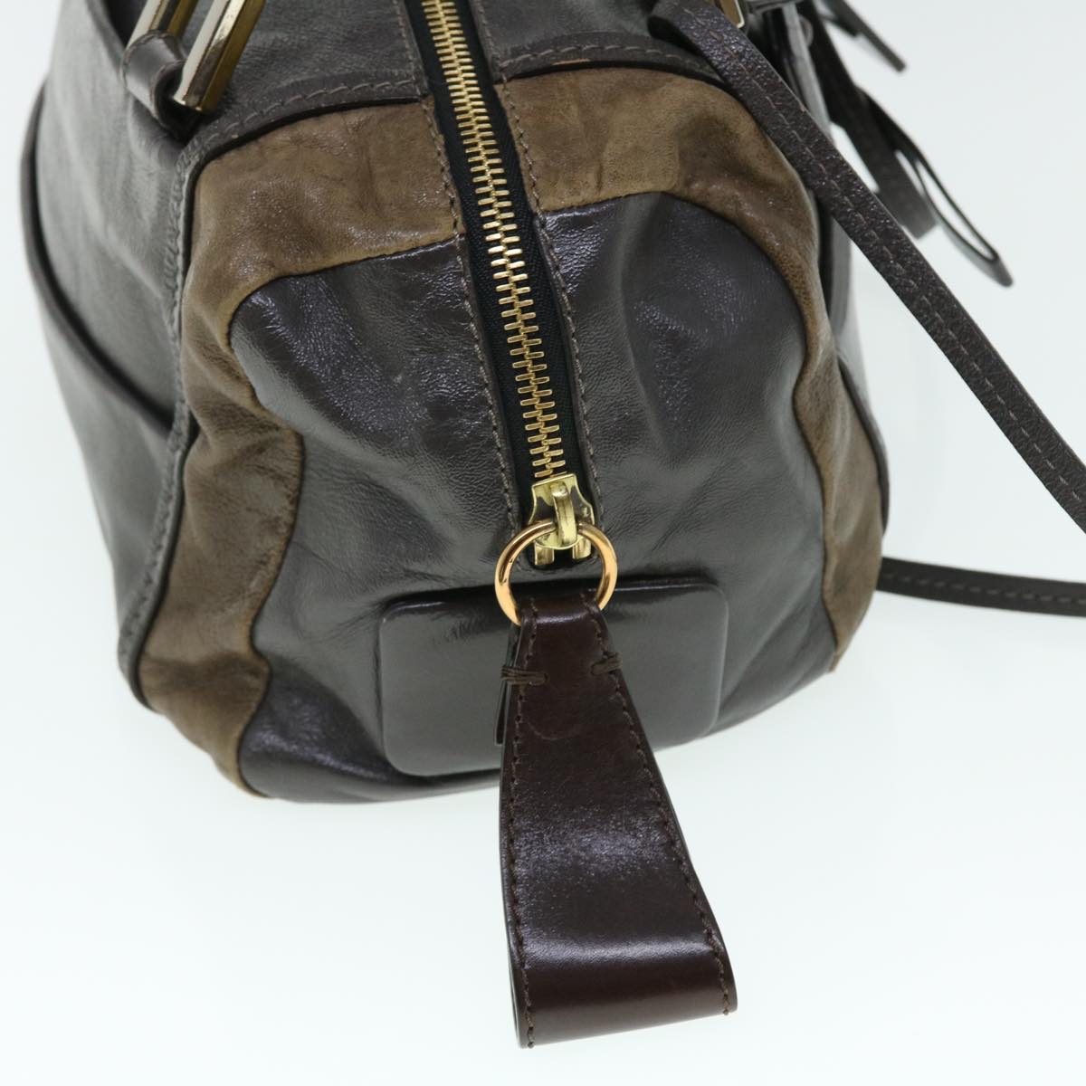 Chloe Shoulder Bag Leather 2way Gray Brown bs7495