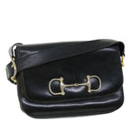 CELINE Shoulder Bag Leather Black  7529
