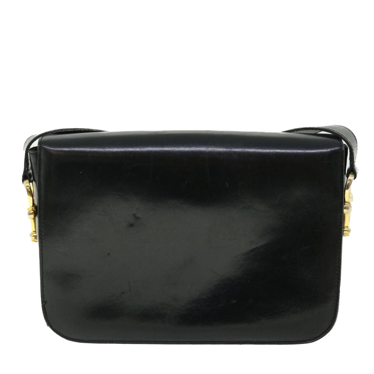 CELINE Shoulder Bag Leather Black  7529