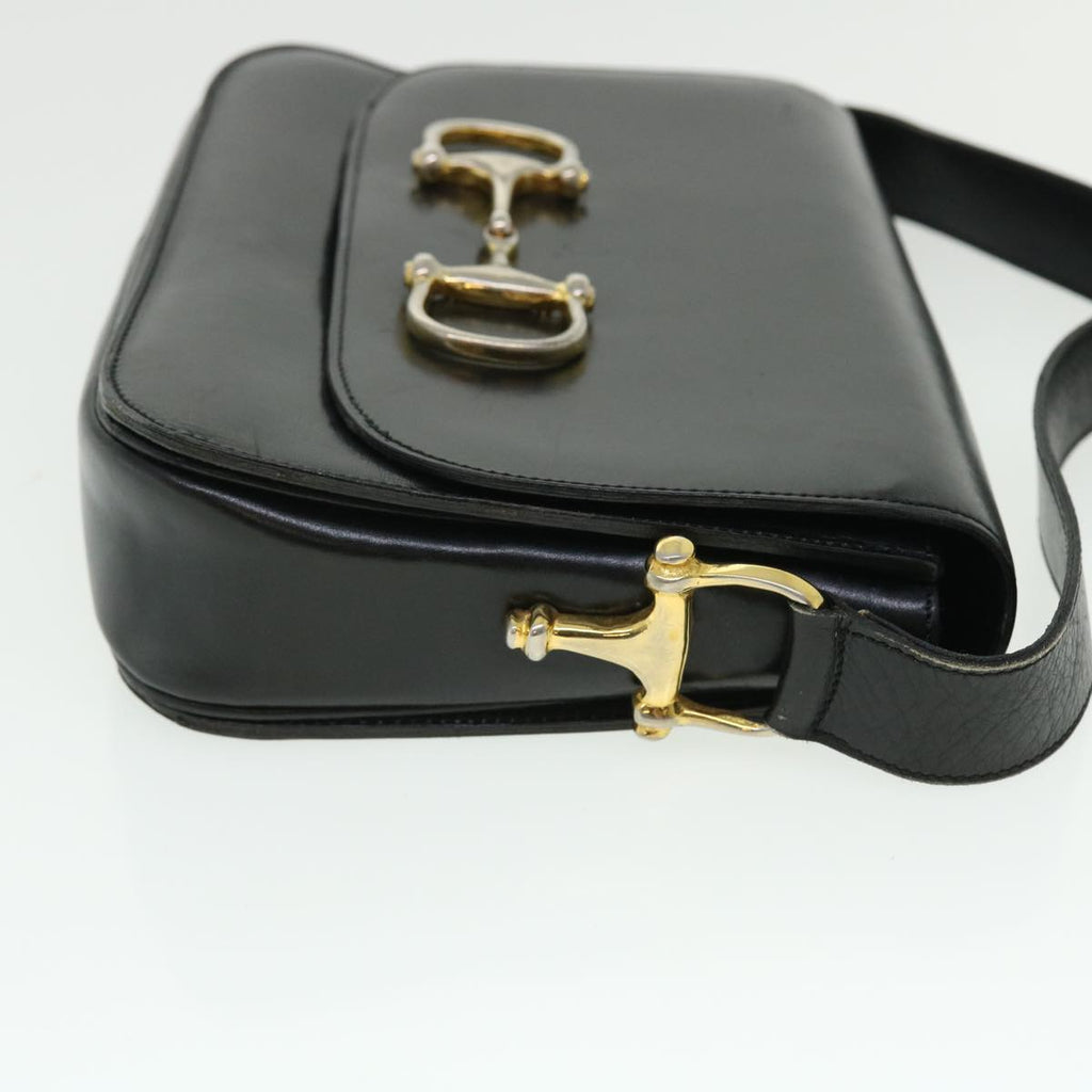 CELINE Shoulder Bag Leather Black  7529