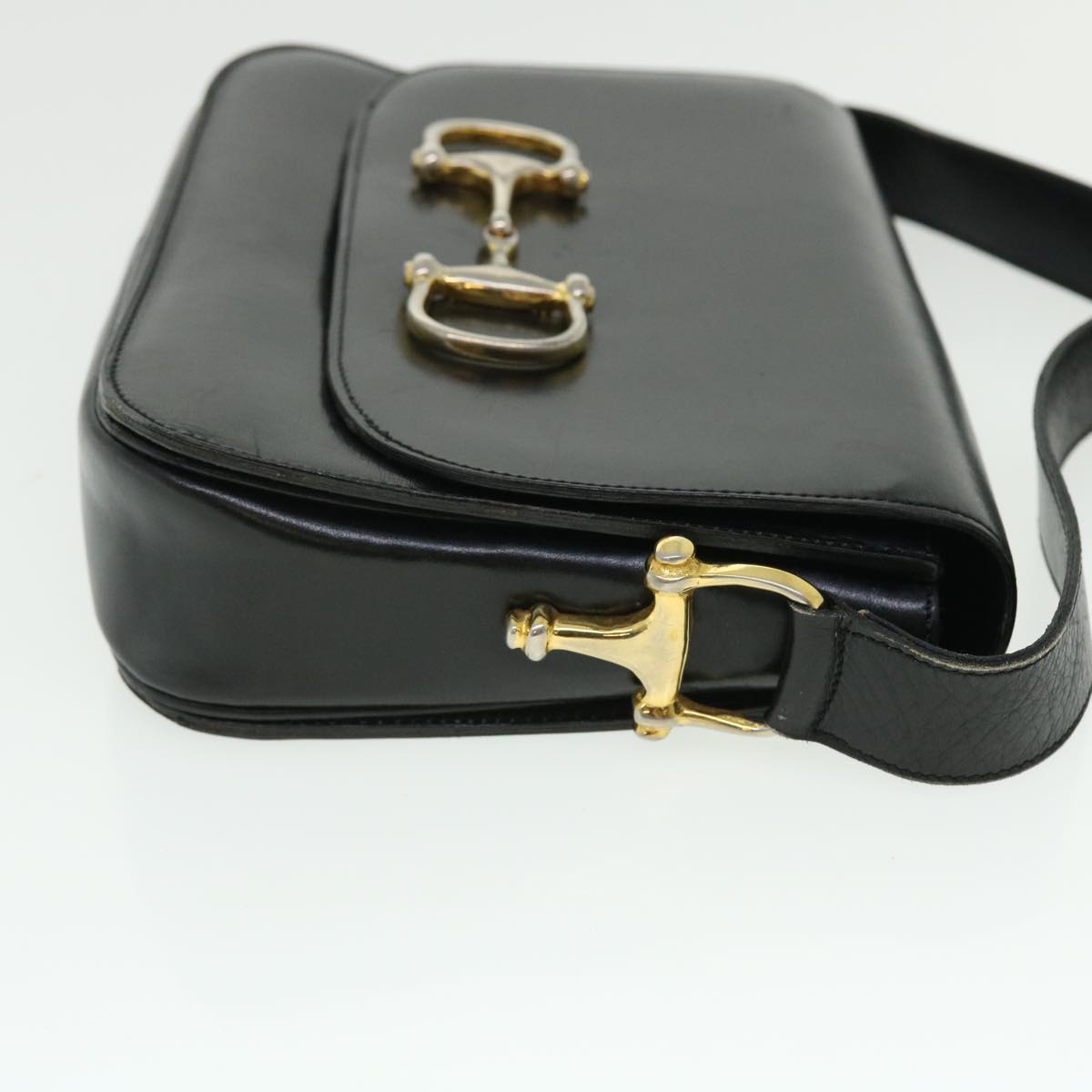 CELINE Shoulder Bag Leather Black  7529