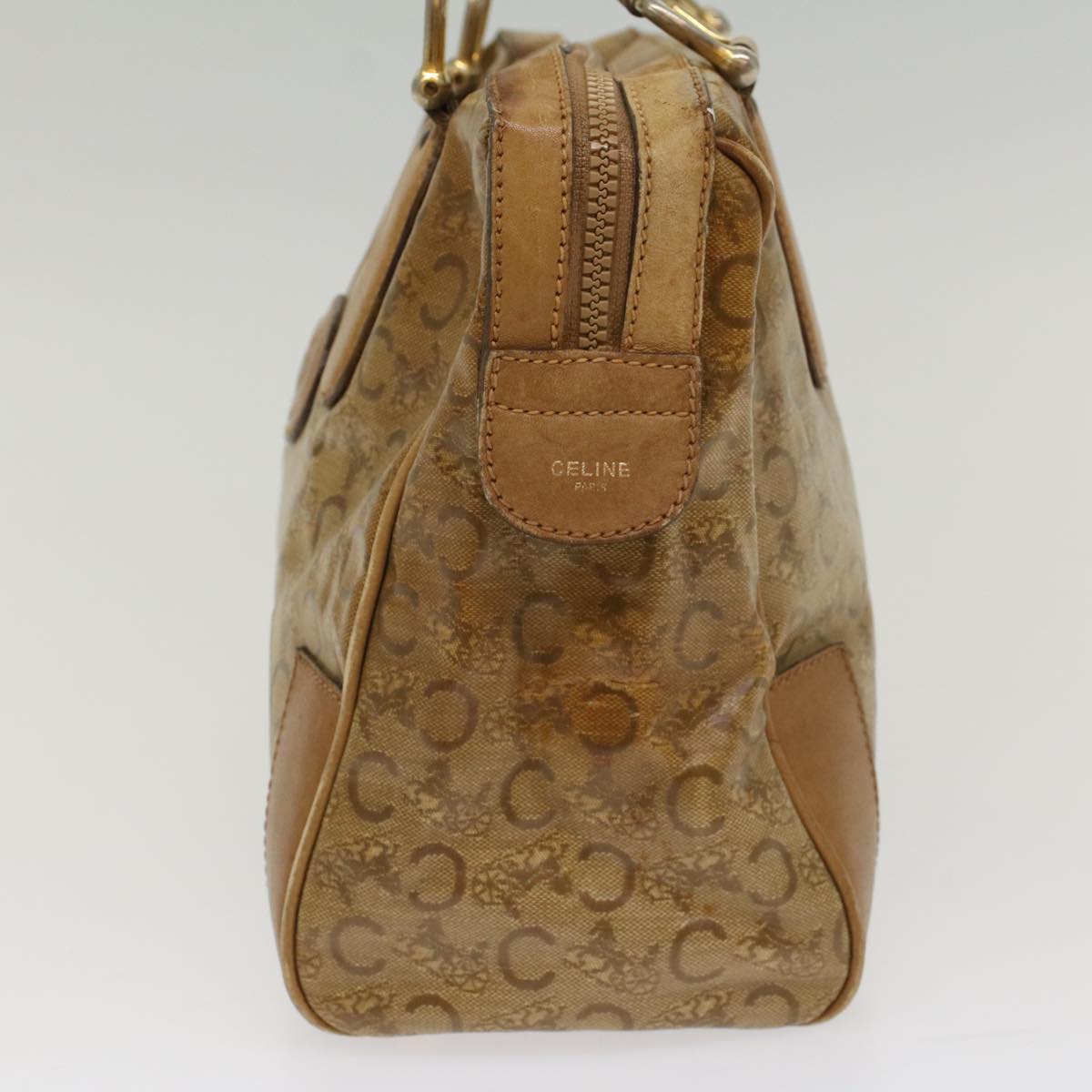 CELINE C Macadam Canvas Boston Bag Beige  7533