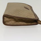 CELINE Macadam Canvas Clutch Bag Leather Beige  7544