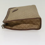 CELINE Macadam Canvas Clutch Bag Leather Beige  7544