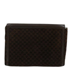 CELINE Macadam Canvas Clutch Bag Leather Brown Auth bs7545