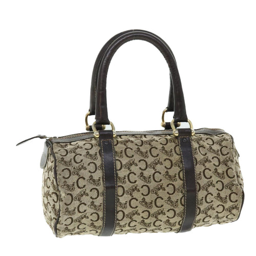 CELINE C Macadam Canvas Boston Bag Brown  7600