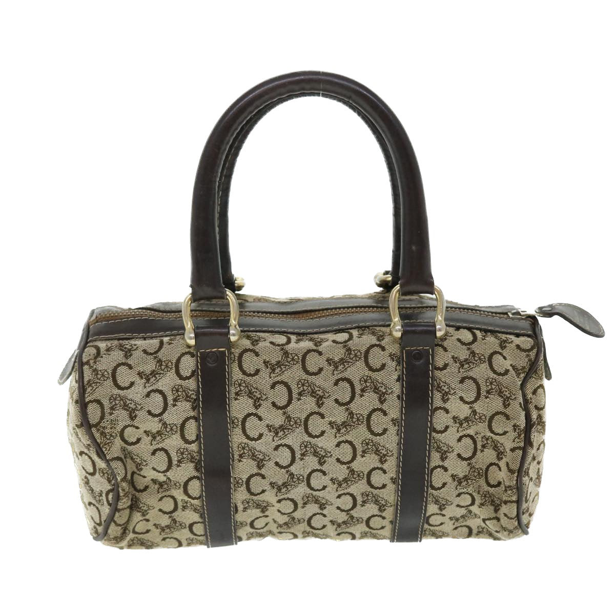 CELINE C Macadam Canvas Boston Bag Brown  7600