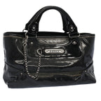CELINE Hand Bag Coated Canvas Black  7601