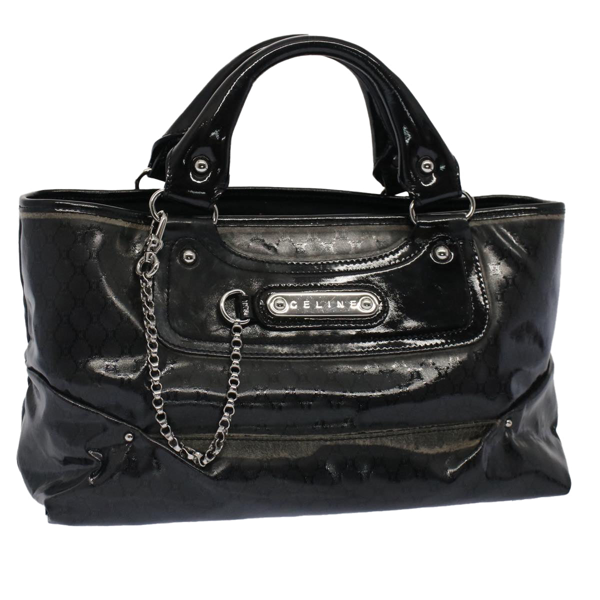 CELINE Hand Bag Coated Canvas Black  7601