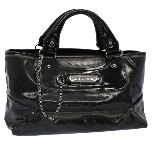 CELINE Hand Bag Coated Canvas Black  7601
