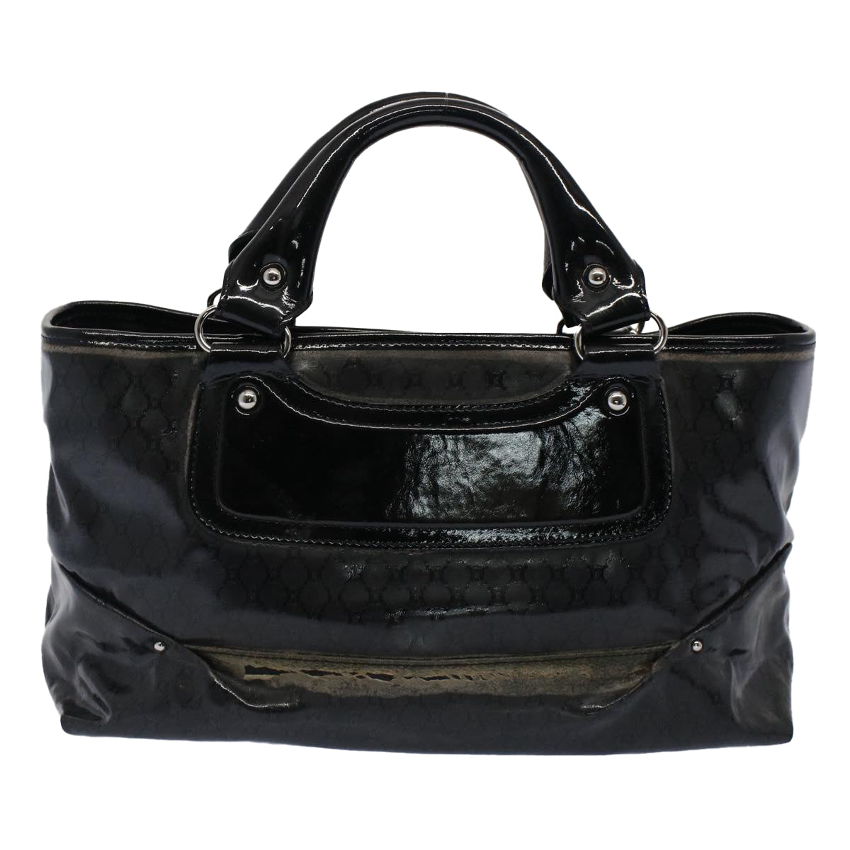 CELINE Hand Bag Coated Canvas Black  7601