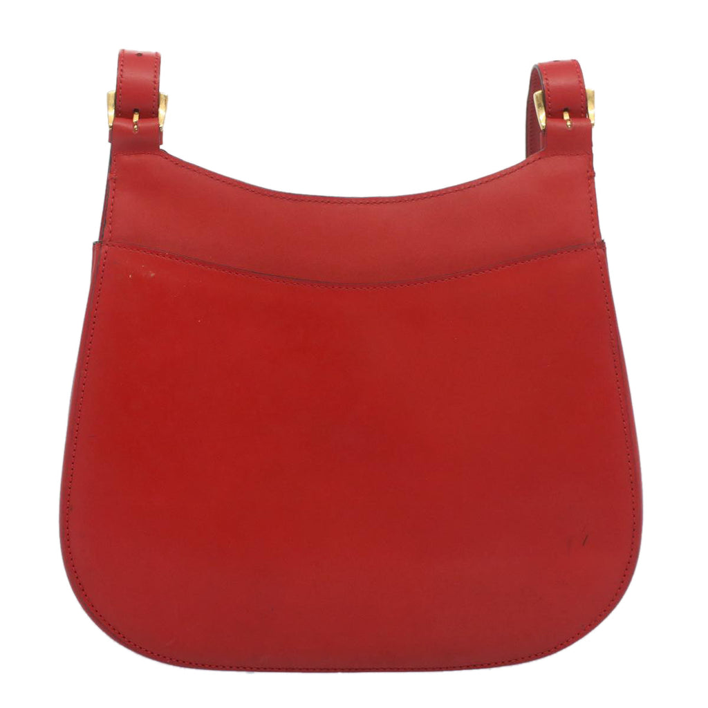 CELINE Shoulder Bag Leather Red  7778