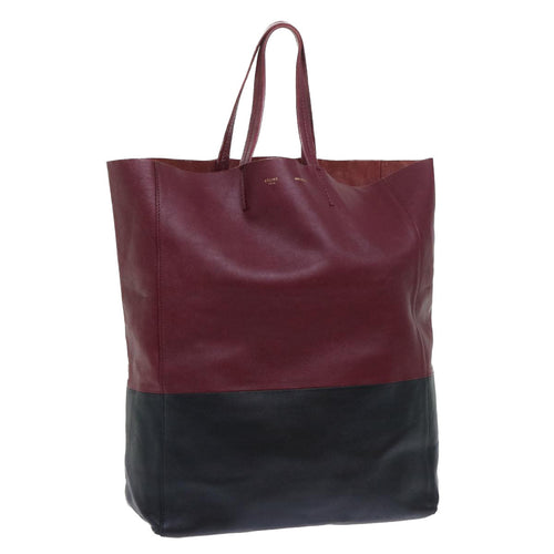 CELINE Tote Bag Leather Wine Red  7779