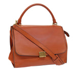 CELINE Shoulder Bag Leather 2way Orange  7869