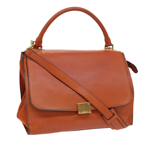 CELINE Shoulder Bag Leather 2way Orange  7869