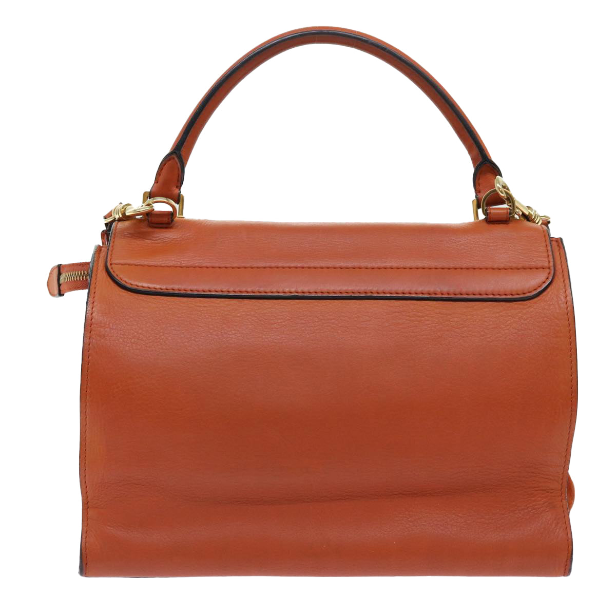 CELINE Shoulder Bag Leather 2way Orange  7869