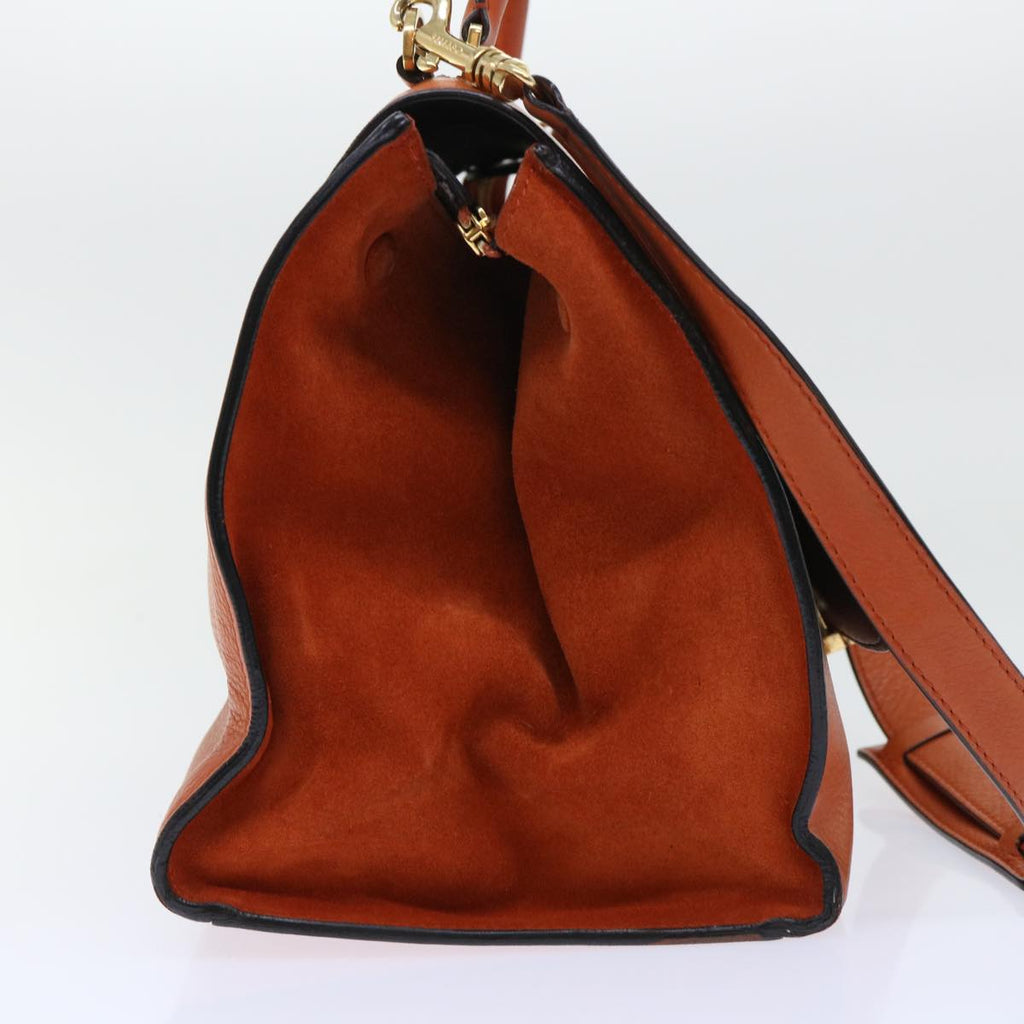 CELINE Shoulder Bag Leather 2way Orange  7869