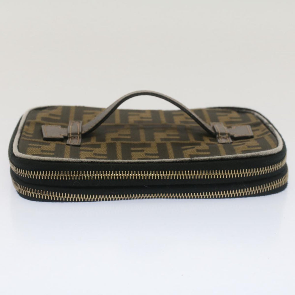FENDI Zucca Canvas Vanity Cosmetic Pouch Black Brownbs7906