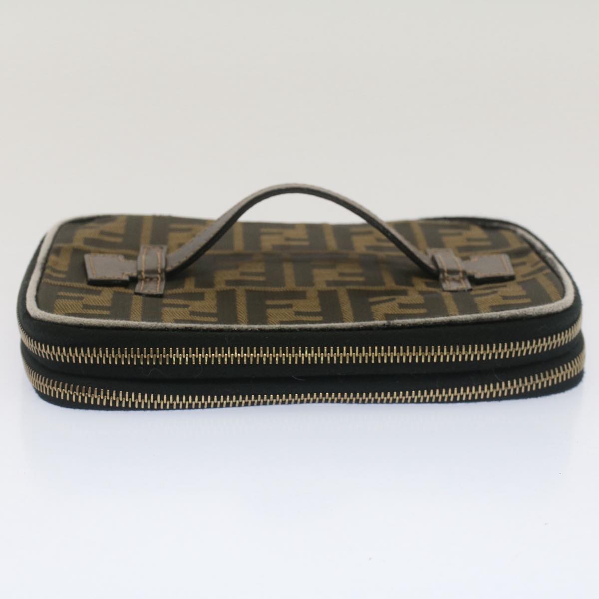 FENDI Zucca Canvas Vanity Cosmetic Pouch Black Brownbs7906