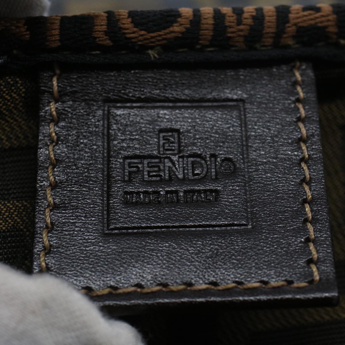 FENDI Zucca Canvas Vanity Cosmetic Pouch Black Brownbs7906