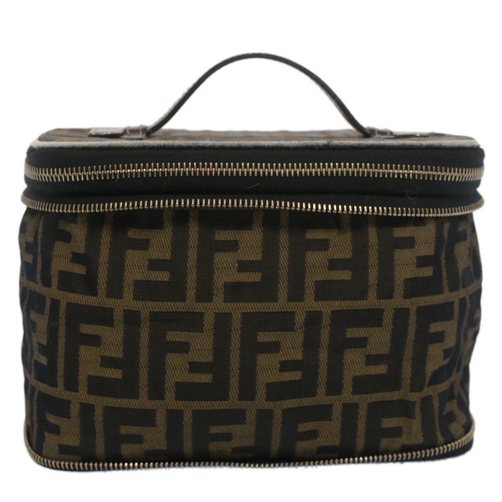 FENDI Zucca Canvas Vanity Cosmetic Pouch Black Brownbs7906