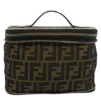FENDI Zucca Canvas Vanity Cosmetic Pouch Black Brownbs7906