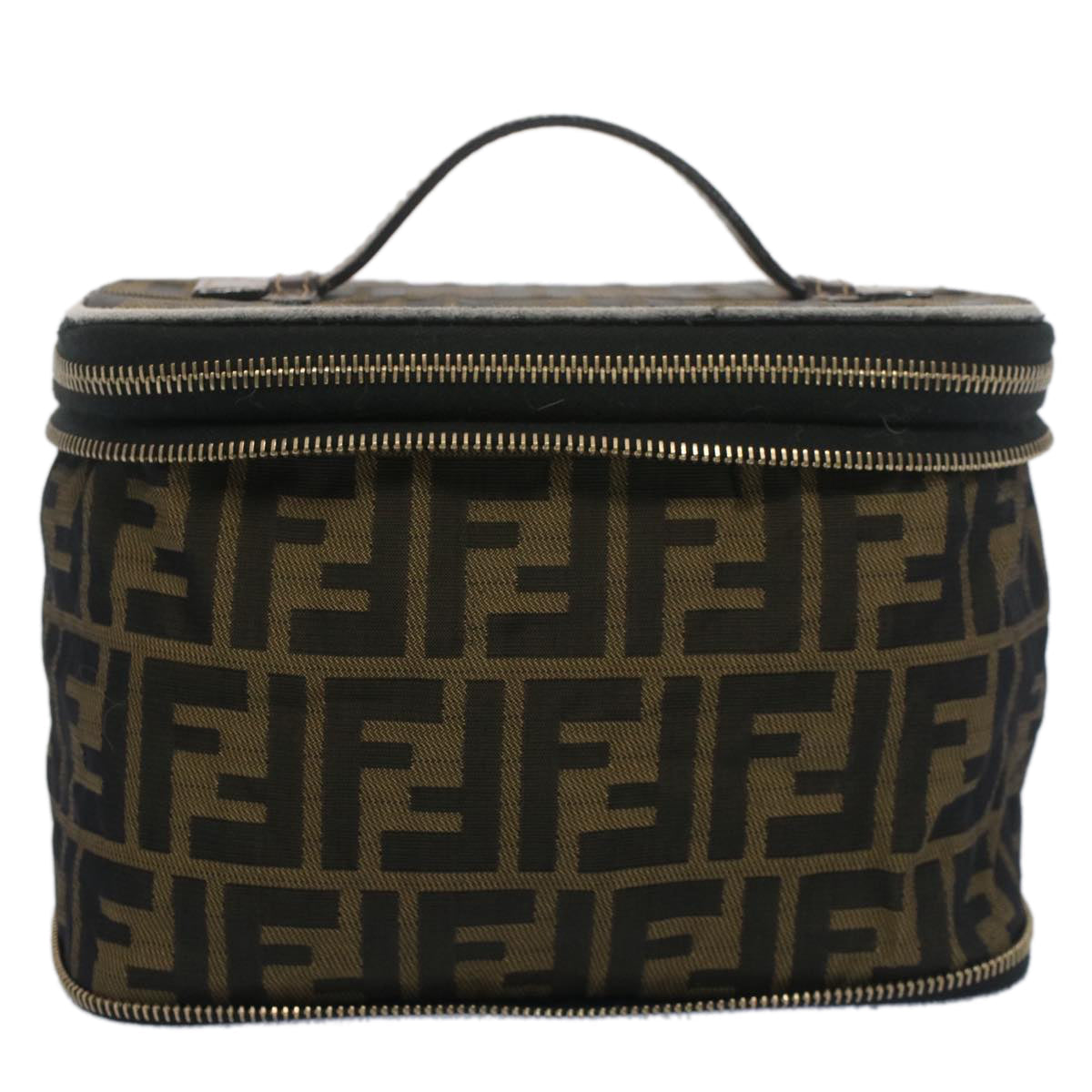FENDI Zucca Canvas Vanity Cosmetic Pouch Black Brownbs7906