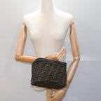 FENDI Zucca Canvas Vanity Cosmetic Pouch Black Brownbs7906